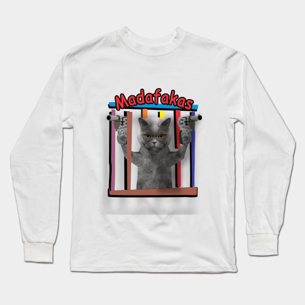 madafakas ! gun cat Long Sleeve T-Shirt by TrendsCollection